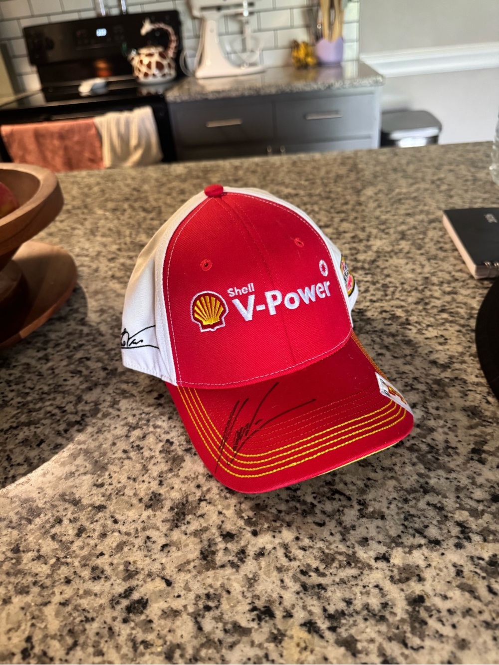 Signed Helio Castroneves Shell V-Power Red & White Racing Cap